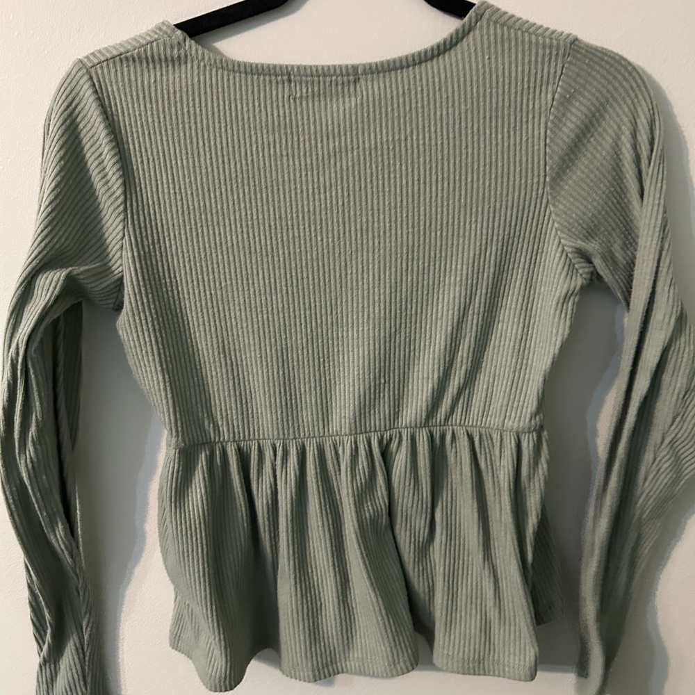Women's Ribbed Long Sleeve Top - Green